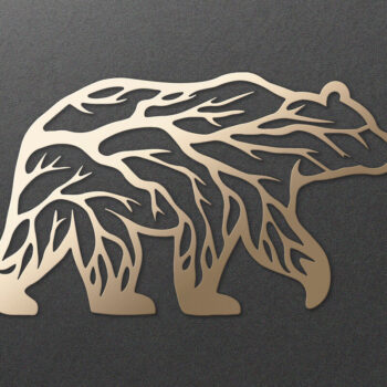 Intra απο ξύλο plywood 3mm-4mm πάχος Bear Forest Tree Τέχνη τοίχου με Δίασταση 7x7 cm INTRAFABR-110782613 - Image 1