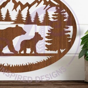 Intra απο ξύλο plywood 3mm-4mm πάχος Επιγραφή Bear Forest Wall Art, . Δίασταση 50x50 cm INTRAFABR-91235068