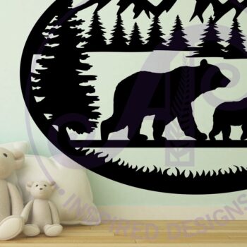 Intra απο ξύλο plywood 3mm-4mm πάχος Επιγραφή Bear Forest Wall Art, . Δίασταση 50x50 cm INTRAFABR-91235068 - Image 2