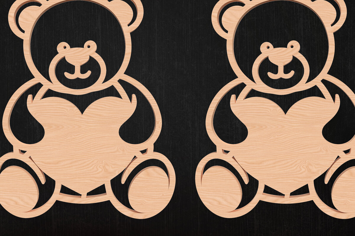 Intra απο ξύλο plywood 3mm-4mm πάχος Σκουλαρίκια Bear Heart Design Δίασταση 3x3 cm INTRAFABR-113201393 - Image 1