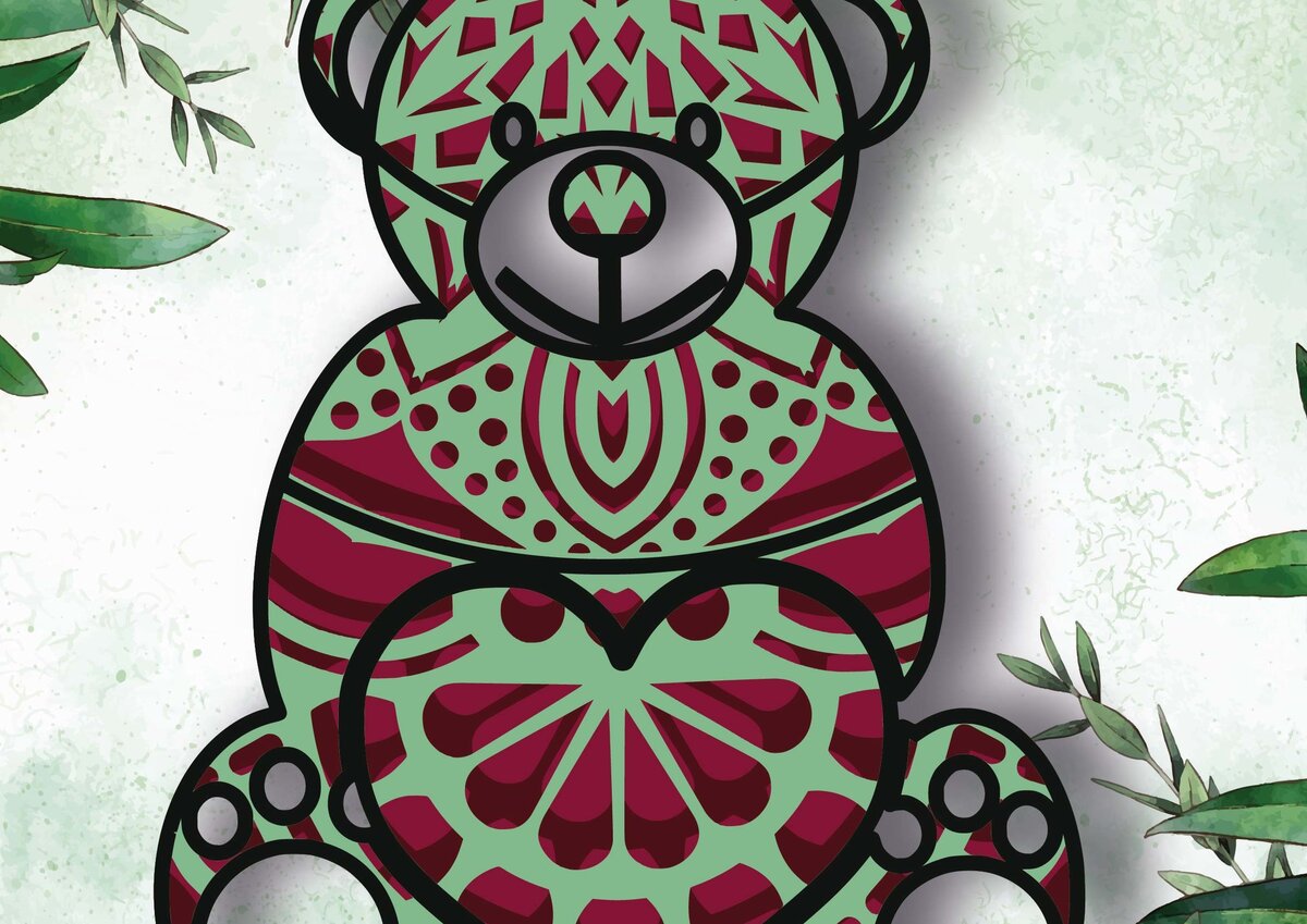 Intra απο ξύλο plywood 3mm-4mm πάχος Bear Heart Δίασταση 15x15 cm INTRAFABR-23449591