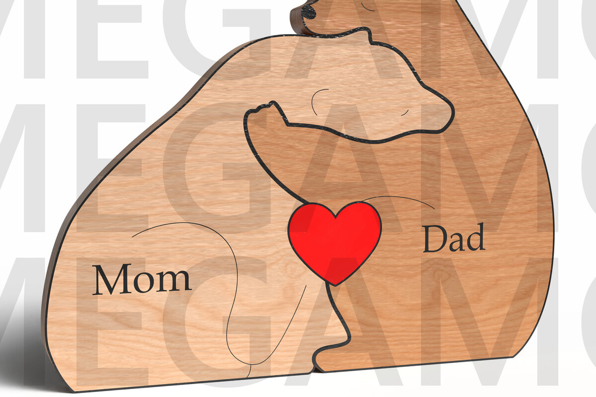 Intra απο ξύλο plywood 3mm-4mm πάχος Bear Hug Parents – Ημέρα του Πατέρα Δίασταση 15x15 cm INTRAFABR-121582309 - Image 2