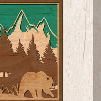 Intra απο ξύλο plywood 3mm-4mm πάχος Bear in Mountains Décor, κοπής με λέιζερ Δίασταση 30x20 cm INTRAFABR-14021431 - Image 1