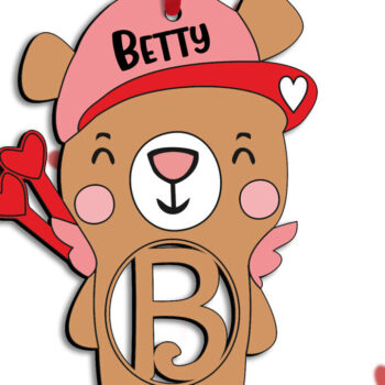 Intra απο ξύλο plywood 3mm-4mm πάχος Bear Letter B Έρως του Αγίου Βαλεντίνου Δίασταση 15x15 cm INTRAFABR-111931978 - Image 1