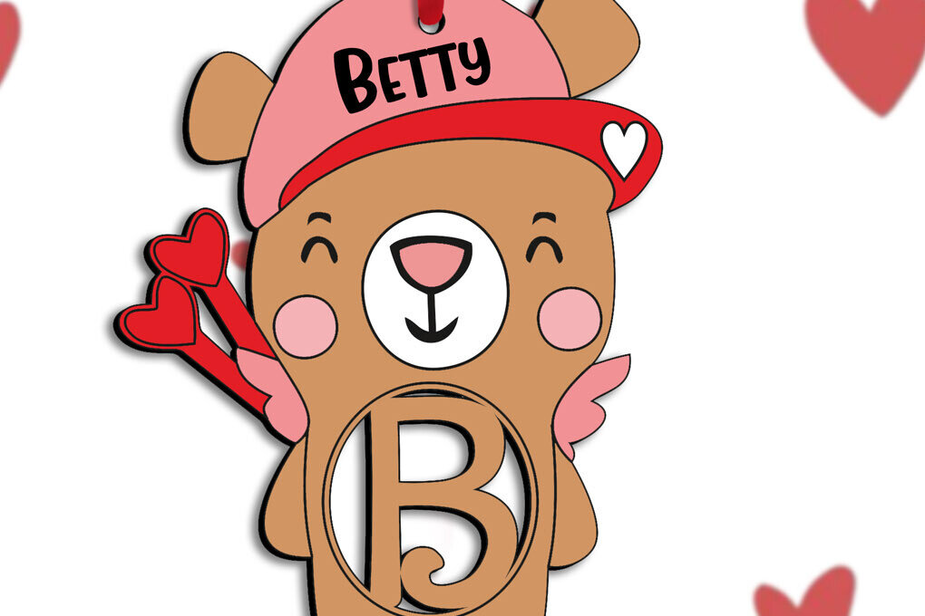 Intra απο ξύλο plywood 3mm-4mm πάχος Bear Letter B Έρως του Αγίου Βαλεντίνου Δίασταση 15x15 cm INTRAFABR-111931978