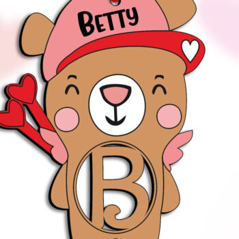 Intra απο ξύλο plywood 3mm-4mm πάχος Bear Letter B Έρως του Αγίου Βαλεντίνου Δίασταση 15x15 cm INTRAFABR-111931978 - Image 2