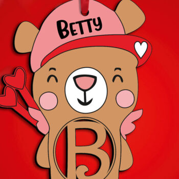 Intra απο ξύλο plywood 3mm-4mm πάχος Bear Letter B Έρως του Αγίου Βαλεντίνου Δίασταση 15x15 cm INTRAFABR-111931978 - Image 3