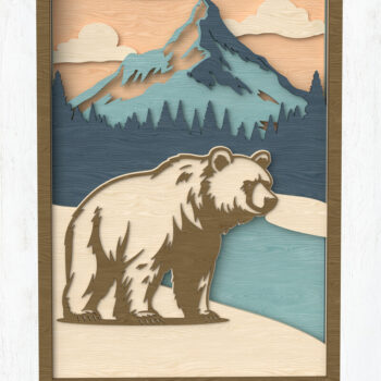 Intra απο ξύλο plywood 3mm-4mm πάχος Bear Mountain Art Δίασταση 8x8 cm INTRAFABR-113850248 - Image 1
