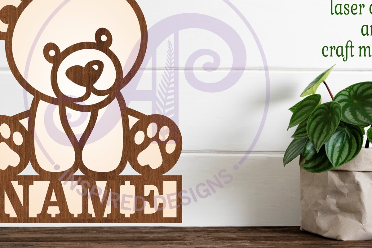 Intra απο ξύλο plywood 3mm-4mm πάχος Πρότυπο κοπής με λέιζερ Sin Name Bear Δίασταση 6x6 cm INTRAFABR-82415000 - Image 1