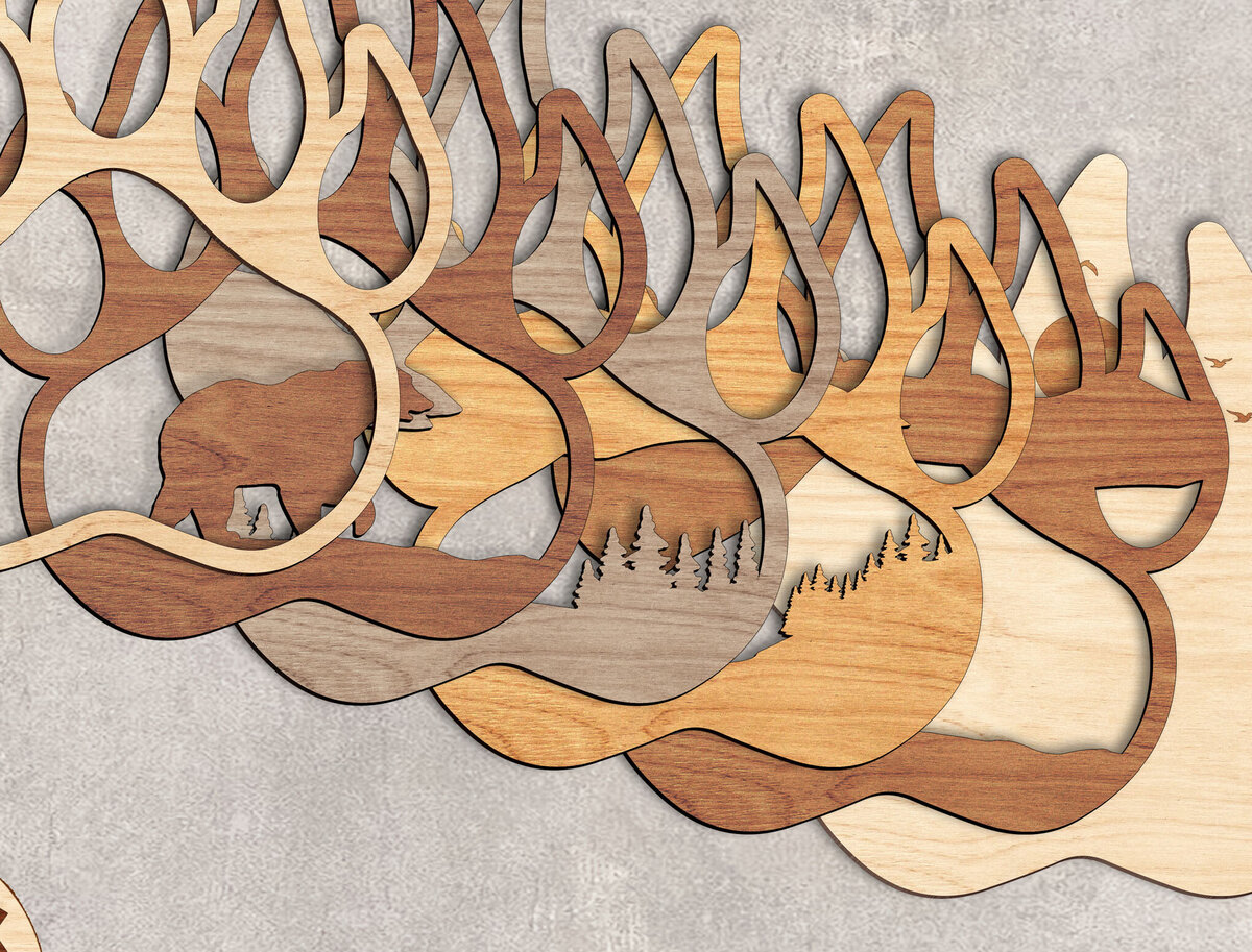 Intra απο ξύλο plywood 3mm-4mm πάχος κοπής με λέιζερ Bear Paw Δίασταση 10x10 cm INTRAFABR-93079703 - Image 2