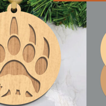 Intra απο ξύλο plywood 3mm-4mm πάχος Στολίδι κοπής με λέιζερ Bear Paw Δίασταση 8x8 cm INTRAFABR-105774997 - Image 1