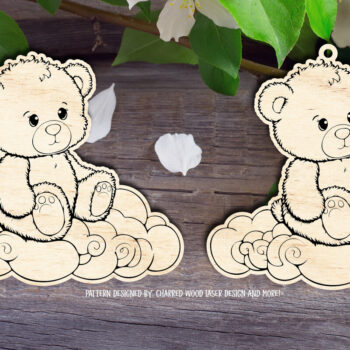 Intra απο ξύλο plywood 3mm-4mm πάχος Αρκούδα που κάθεται σε ένα Cloud V2 Baby Shower Δίασταση 30x20 cm INTRAFABR-95469621 - Image 1