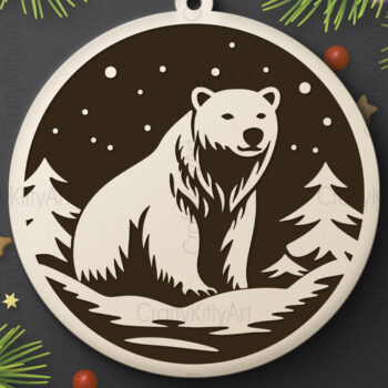 Intra απο ξύλο plywood 3mm-4mm πάχος Bear , Χριστουγεννιάτικο Στολίδι Δίασταση 7x7 cm INTRAFABR-110781171 - Image 1