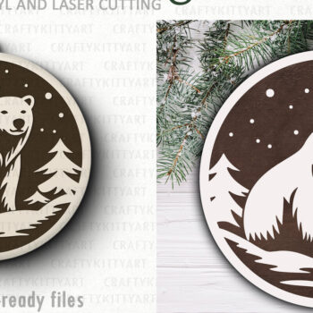 Intra απο ξύλο plywood 3mm-4mm πάχος Bear , Χριστουγεννιάτικο Στολίδι Δίασταση 7x7 cm INTRAFABR-110781171 - Image 2