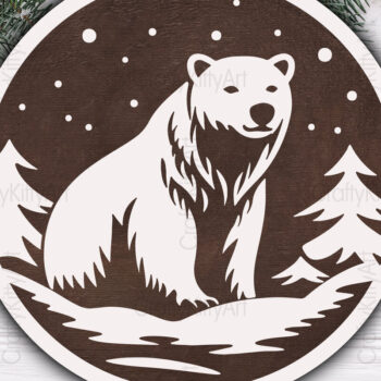 Intra απο ξύλο plywood 3mm-4mm πάχος Bear , Χριστουγεννιάτικο Στολίδι Δίασταση 7x7 cm INTRAFABR-110781171 - Image 3
