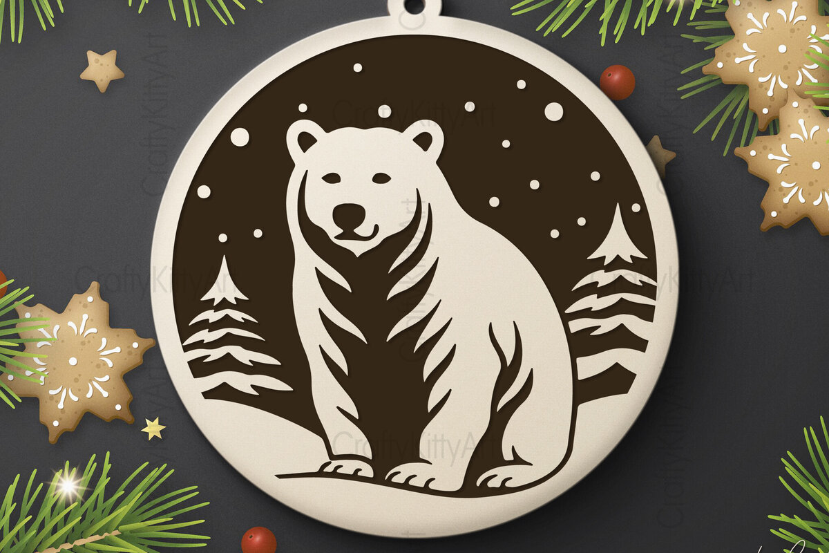 Intra απο ξύλο plywood 3mm-4mm πάχος Bear , Χριστουγεννιάτικο Στολίδι Δίασταση 7x7 cm INTRAFABR-110781095
