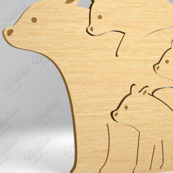 Intra απο ξύλο plywood 3mm-4mm πάχος Αρκούδα . Ξύλινο Family Puzzle  Δίασταση 30x20 cm INTRAFABR-83146766 - Image 1
