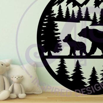 Intra απο ξύλο plywood 3mm-4mm πάχος Επιγραφή τοίχου αρκούδας Σχέδιο κοπής με λέιζερ Δίασταση 12x12 cm INTRAFABR-104083298 - Image 2