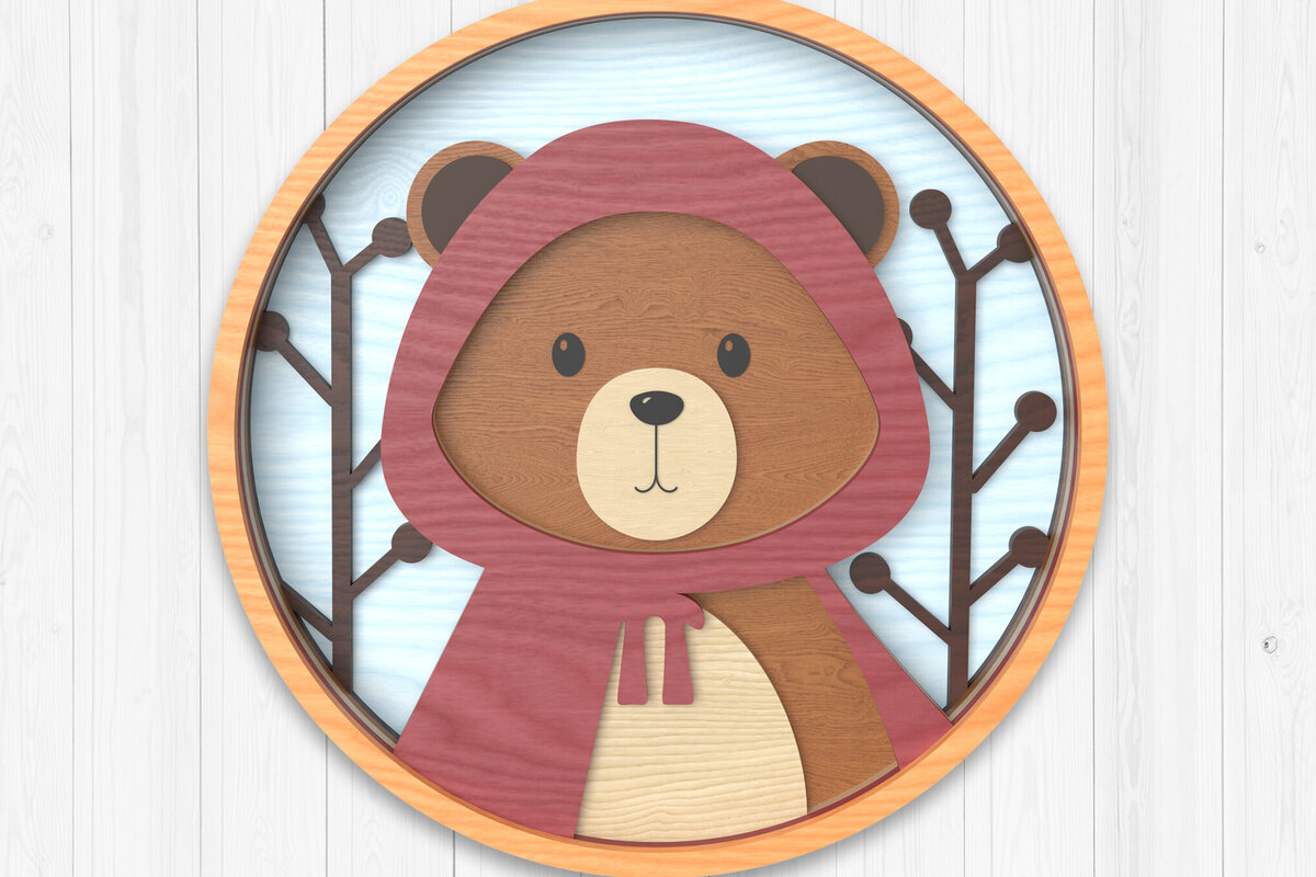 Intra απο ξύλο plywood 3mm-4mm πάχος Αρκούδα Χειμερινό στολίδι με λέιζερ Δίασταση 8x8 cm INTRAFABR-106511822