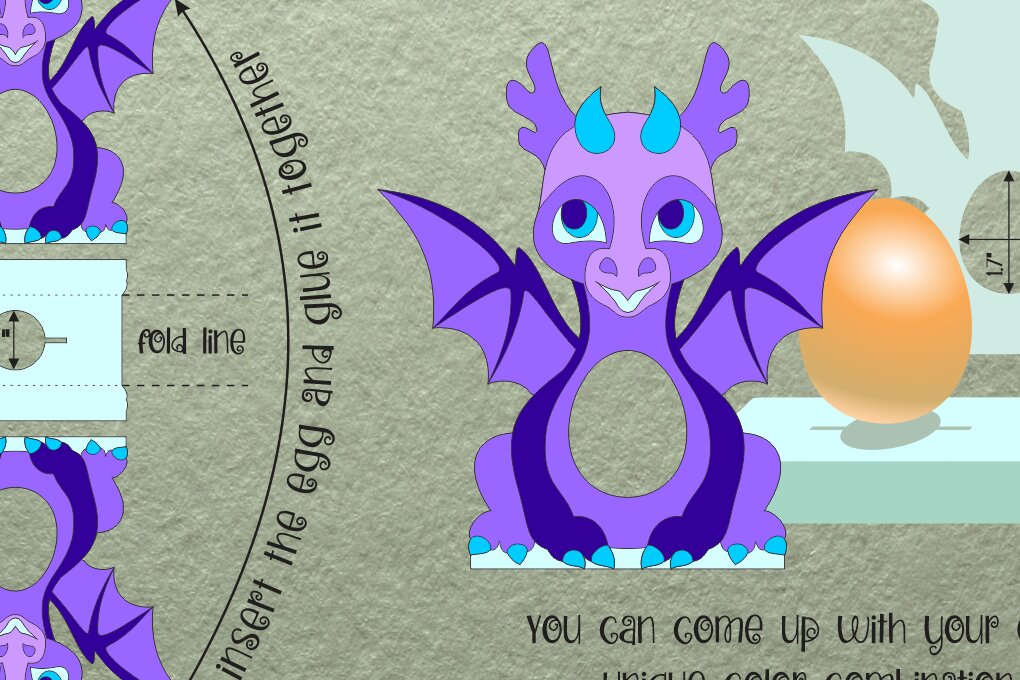 Intra απο ξύλο plywood 3mm-4mm πάχος Όμορφος Δράκος | Πασχαλινή αυγοθήκη Δίασταση 15x15 cm INTRAFABR-91353900