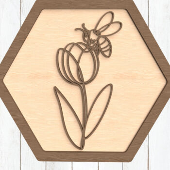 Intra απο ξύλο plywood 3mm-4mm πάχος Τοίχος εξάγωνο Bee and Tulip Δίασταση 8x8 cm INTRAFABR-123125172 - Image 1