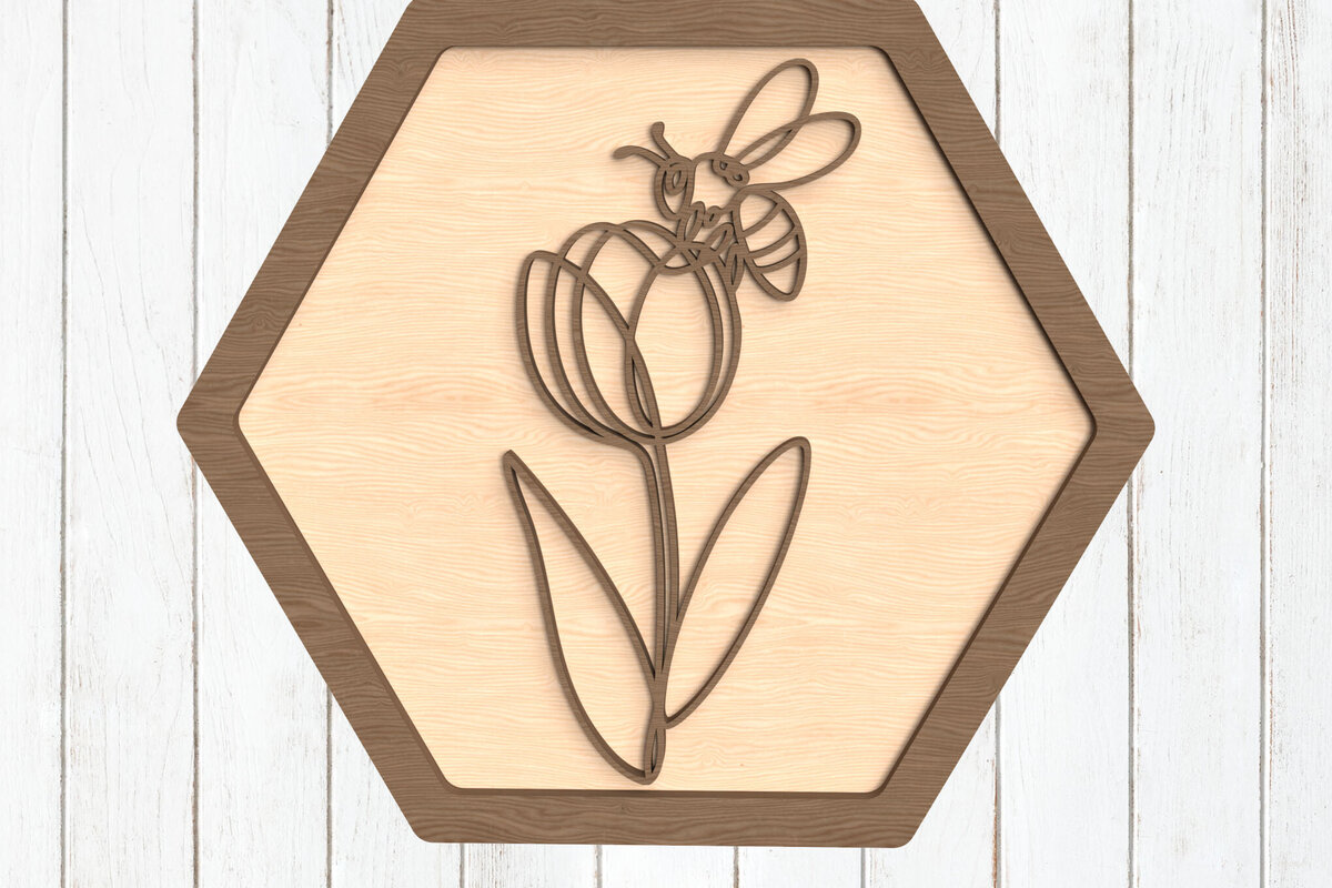 Intra απο ξύλο plywood 3mm-4mm πάχος Τοίχος εξάγωνο Bee and Tulip Δίασταση 8x8 cm INTRAFABR-123125172