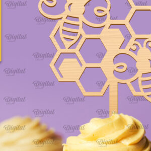 Intra απο ξύλο plywood 3mm-4mm πάχος Bee Cake Topper . Honeycomb Δίασταση 30x20 cm INTRAFABR-101387430