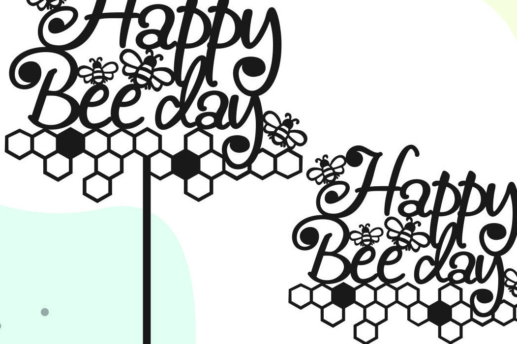 Intra απο ξύλο plywood 3mm-4mm πάχος Bee Cake Topper , Bee Party Δίασταση 15x15 cm INTRAFABR-30220641 - Image 1