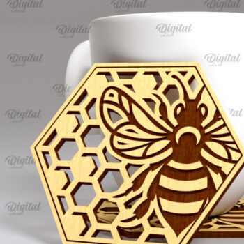 Intra απο ξύλο plywood 3mm-4mm πάχος με σουβέρ μέλισσας. Σουβέρ Honey Bee Δίασταση 30x20 cm INTRAFABR-102892915 - Image 1