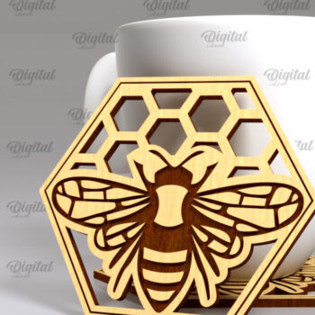 Intra απο ξύλο plywood 3mm-4mm πάχος με σουβέρ μέλισσας. Σουβέρ Honey Bee Δίασταση 30x20 cm INTRAFABR-102892451 - Image 1