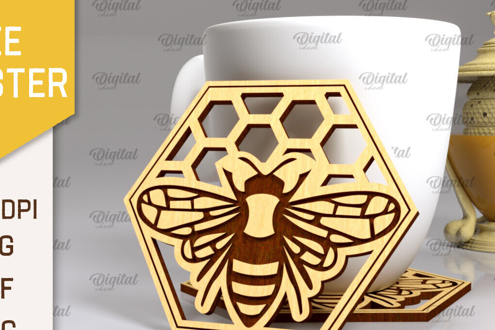 Intra απο ξύλο plywood 3mm-4mm πάχος με σουβέρ μέλισσας. Σουβέρ Honey Bee Δίασταση 30x20 cm INTRAFABR-102892451