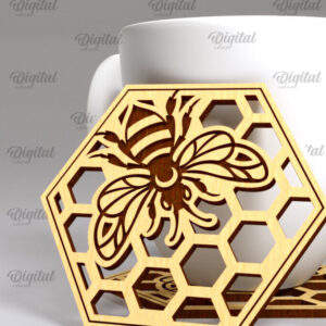 Intra απο ξύλο plywood 3mm-4mm πάχος με σουβέρ μέλισσας. Σουβέρ Honey Bee Δίασταση 30x20 cm INTRAFABR-102892789