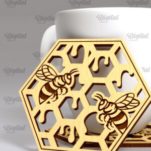 Intra απο ξύλο plywood 3mm-4mm πάχος με σουβέρ μέλισσας. Σουβέρ Honey Bee Δίασταση 30x20 cm INTRAFABR-102892846