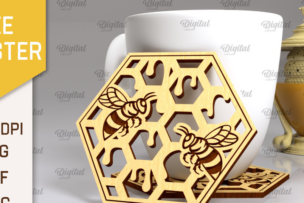 Intra απο ξύλο plywood 3mm-4mm πάχος με σουβέρ μέλισσας. Σουβέρ Honey Bee Δίασταση 30x20 cm INTRAFABR-102892846