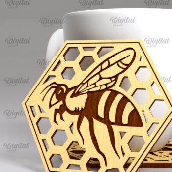 Intra απο ξύλο plywood 3mm-4mm πάχος με σουβέρ μέλισσας. Σουβέρ Honey Bee Δίασταση 30x20 cm INTRAFABR-102892285 - Image 1