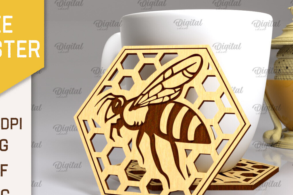 Intra απο ξύλο plywood 3mm-4mm πάχος με σουβέρ μέλισσας. Σουβέρ Honey Bee Δίασταση 30x20 cm INTRAFABR-102892285