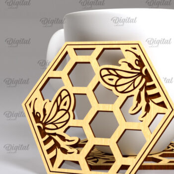 Intra απο ξύλο plywood 3mm-4mm πάχος Σουβέρ μελισσών Δέσμη κοπής με λέιζερ. Μέλισσα Δίασταση 30x20 cm INTRAFABR-102895308 - Image 4