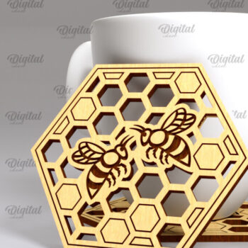 Intra απο ξύλο plywood 3mm-4mm πάχος Σουβέρ μελισσών Δέσμη κοπής με λέιζερ. Μέλισσα Δίασταση 30x20 cm INTRAFABR-102895308 - Image 6