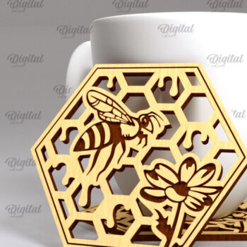 Intra απο ξύλο plywood 3mm-4mm πάχος Σουβέρ μελισσών Δέσμη κοπής με λέιζερ. Μέλισσα Δίασταση 30x20 cm INTRAFABR-102895308 - Image 9