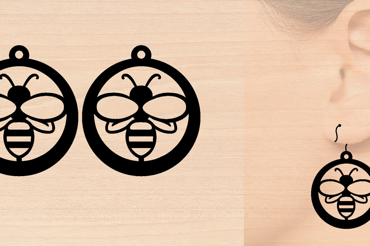 Intra απο ξύλο plywood 3mm-4mm πάχος Σκουλαρίκια Bee Cut  Δίασταση 3x3 cm INTRAFABR-97641728