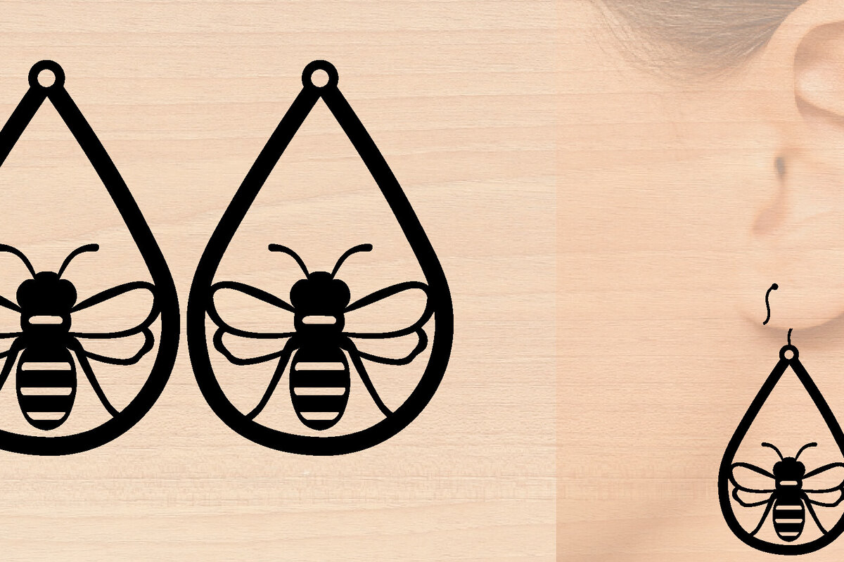 Intra απο ξύλο plywood 3mm-4mm πάχος Σκουλαρίκια Bee Cut  Δίασταση 3x3 cm INTRAFABR-97640614