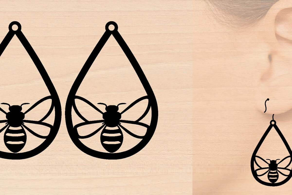 Intra απο ξύλο plywood 3mm-4mm πάχος Σκουλαρίκια Bee Cut  Δίασταση 3x3 cm INTRAFABR-97640536