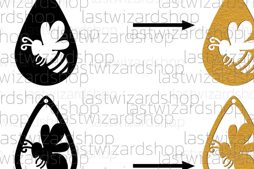 Intra απο ξύλο plywood 3mm-4mm πάχος Bee Earrings , Honey Bee Faux Leather Δίασταση 3x3 cm INTRAFABR-25329113 - Image 2