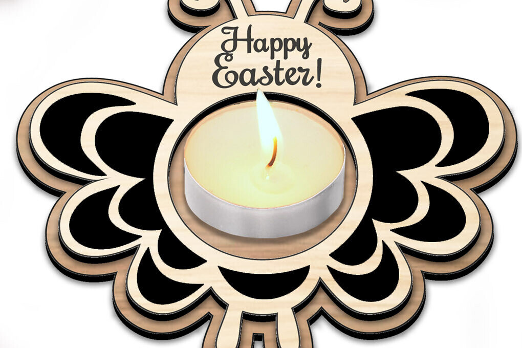 Intra απο ξύλο plywood 3mm-4mm πάχος Bee Πασχαλινή λαμπάδα τσαγιού Δώρο Δίασταση 15x15 cm INTRAFABR-118285530