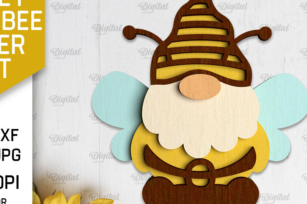 Intra απο ξύλο plywood 3mm-4mm πάχος Bee Gnome . Μέλι με μέλισσας Δίασταση 30x20 cm INTRAFABR-100936220 - Image 1