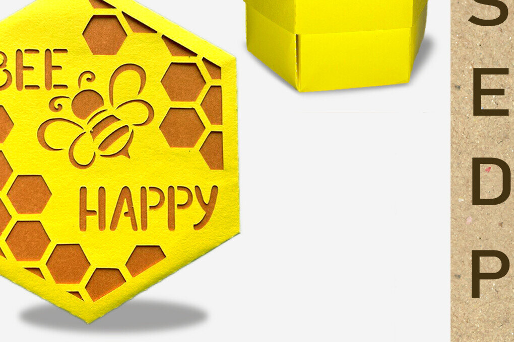 Intra απο ξύλο plywood 3mm-4mm πάχος Χαρτί διακοσμητικό κουτί δώρου Bee Hexagon Δίασταση 15x15 cm INTRAFABR-102154229