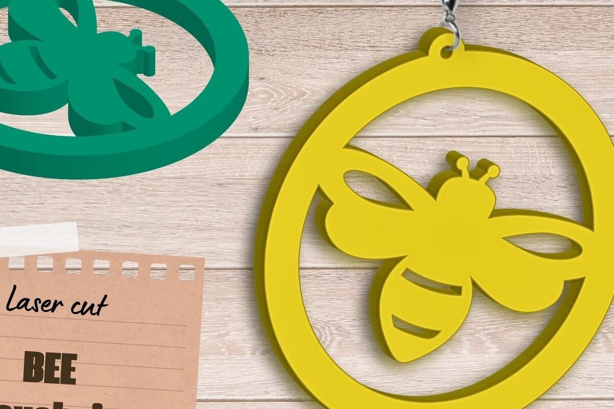 Intra απο ξύλο plywood 3mm-4mm πάχος Bee Keychain, , Summe Δίασταση 6x6 cm INTRAFABR-89375042