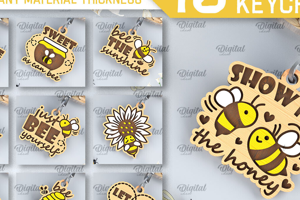 Intra απο ξύλο plywood 3mm-4mm πάχος Μπρελόκ μελισσών Δέσμη κοπής με λέιζερ Δίασταση 6x6 cm INTRAFABR-99069099