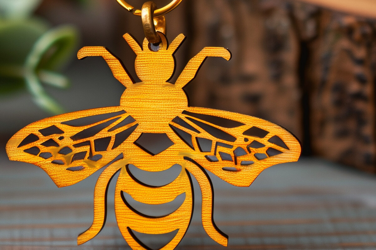 Intra απο ξύλο plywood 3mm-4mm πάχος Μπρελόκ Μέλισσας Σχέδιο Cut  Δίασταση 4x4 cm INTRAFABR-99489433