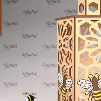 Intra απο ξύλο plywood 3mm-4mm πάχος με φανάρι μελισσών. Σχέδιο κηρήθρας Δίασταση 30x20 cm INTRAFABR-102466103 - Image 1